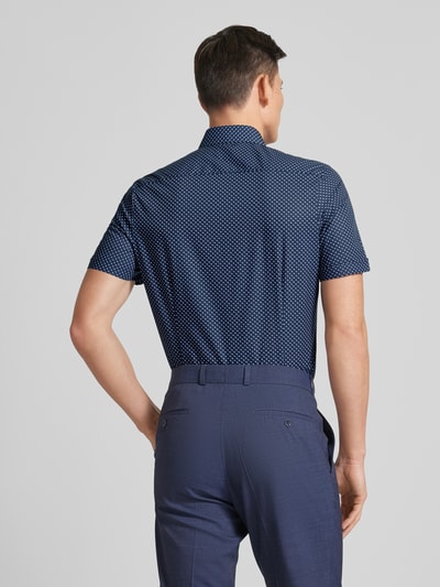 OLYMP Level Five Body fit zakelijk overhemd met all-over motief, model 'NEW YORK' Marineblauw - 5