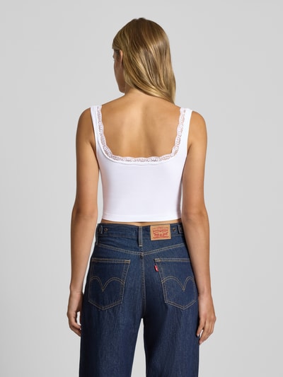 Only Slim Fit Crop Top mit Spitzenbesatz Modell 'VICKY' Weiss 5