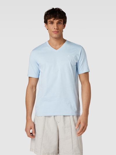 Marc O'Polo T-Shirt mit V-Ausschnitt in unifarbenem Design Hellblau 4