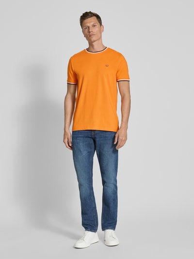 Christian Berg Men T-shirt met ribboorden Oranje - 1