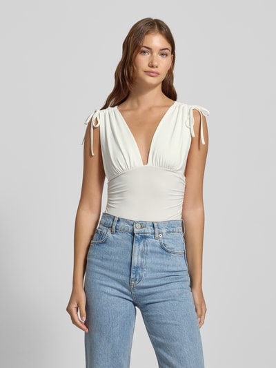 Gina Tricot Top mit V-Ausschnitt und Schnürung Offwhite 4