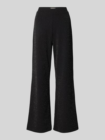 Produktfoto, spodnie materiałowe 'Stoffhose mit Effektgarn' od Christian Berg Woman, czarny kolor, elastyczna mieszanka materiałów, krój relaxed fit, efektowna przędza, elastyczny pas, szerokość w rozmiarze S: 34 cm, długość wewnętrzna nogawki w rozmiarze S: 76 cm