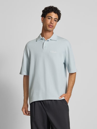 Pegador Oversized Poloshirt mit Strukturmuster Hellblau 4