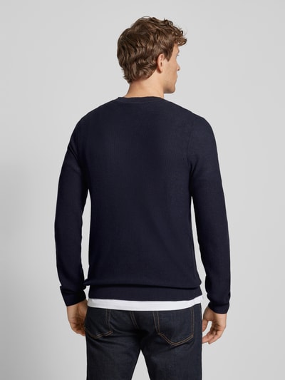 Jack & Jones Premium Gebreide pullover met ribboorden, model 'LUCAS' Donkerblauw - 5