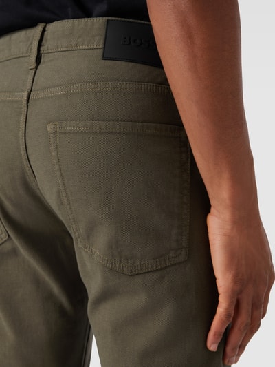 BOSS Slim fit chino met structuurmotief, model 'Delaware' Olijfgroen - 3