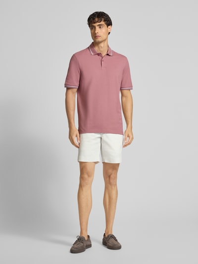 bugatti Poloshirt met korte knoopsluiting Oudroze - 1