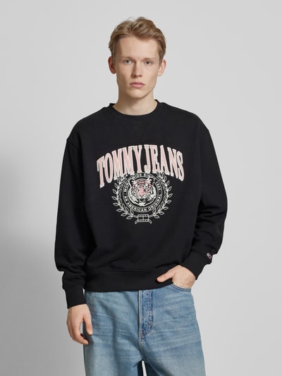 Tommy Jeans Oversized Sweatshirt aus reiner Baumwolle Modell 'VARSITY TIGER' Black 4