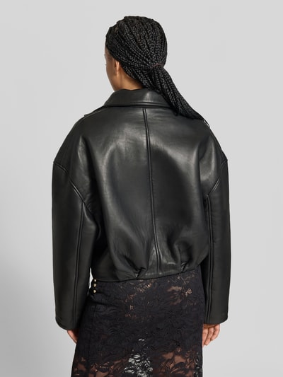 ROTATE Cropped Lederjacke aus echtem Leder Black 5