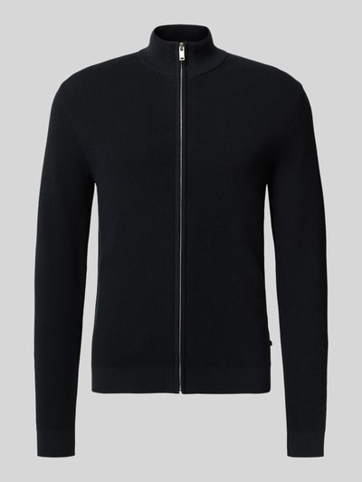 Matinique Slim fit gebreid jack met opstaande kraag, model 'Alagoon' Zwart - 2