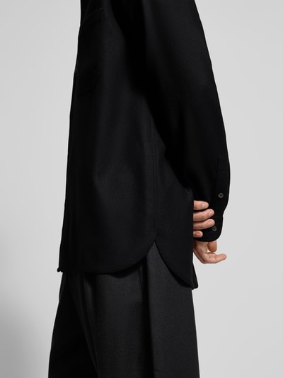 MAISON KITSUNÉ Regular Fit Freizeithemd aus reiner Wolle Black 3