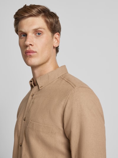 Only & Sons Slim fit vrijetijdsoverhemd met borstzak, model 'GUDMUND' Beige - 3