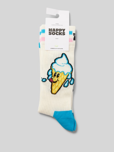 Happy Socks Socken mit Label-Print Offwhite 3