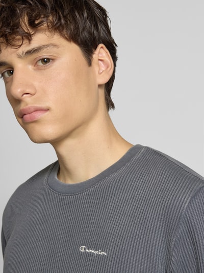 CHAMPION T-Shirt mit Logo-Stitchings und Rundhalsausschnitt Anthrazit 3