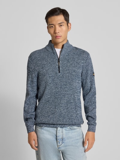 camel active Slim Fit Troyer mit Reißverschluss Modell 'Mouline' Petrol 4