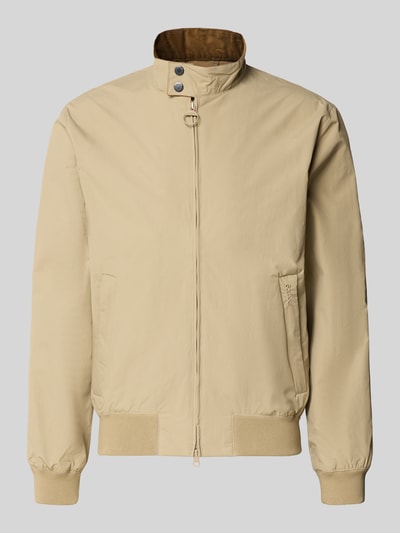 Produktfoto, Regular Fit Blouson mit Stehkragen Modell 'Royston' von Barbour in Optik: Unifarben, Zweiwege-Reißverschluss, Label-Schriftzug, Luftlöcher Nieten, langarm, gerippter Ärmel- und Rumpfabschluss, seitliche Eingrifftaschen mit Reißverschluss, Innentaschen