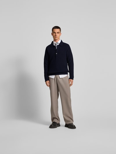Closed Pullover in Strick-Optik mit Polokragen Dunkelblau 1
