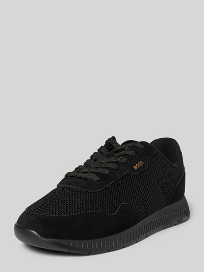 BOSS Sneaker aus Leder-Mix Modell 'Titanium Runn' Black 1