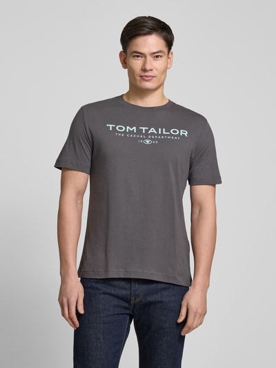 Tom Tailor Regular fit T-shirt van puur katoen Antraciet - 4