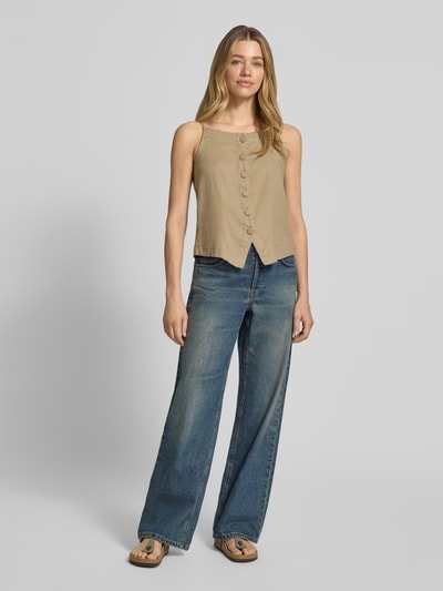 ICHI Blusentop aus Leinen-Viskose-Mix Modell 'LINNO' Taupe 1