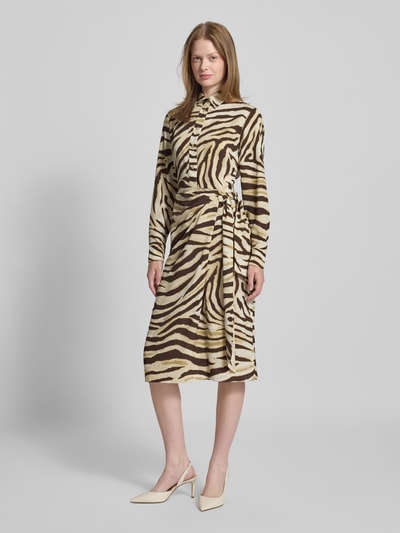 Lauren Ralph Lauren Midikleid mit Allover-Animal-Print Modell 'Jaybin' Mittelbraun Mel 1