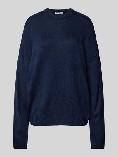 Review Oversized gebreide pullover met ronde hals Marineblauw - 2