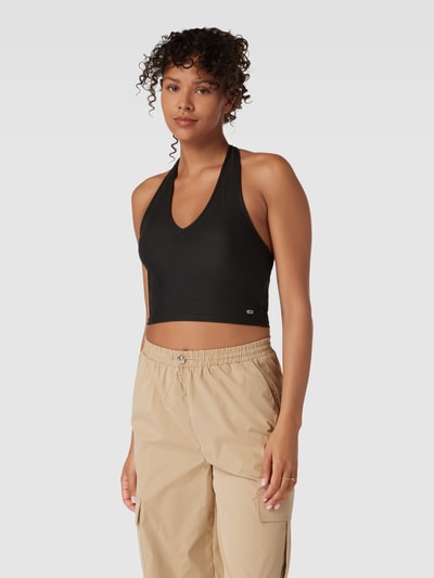 Tommy Jeans Cropped top met bandjes in fijnriblook Zwart - 4