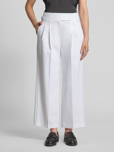 Windsor Spodnie materiałowe o kroju regular fit z zakładkami w pasie i kantami Biały 4