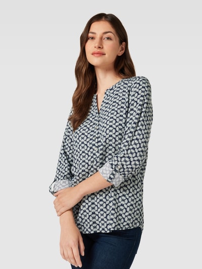 Montego Blouse van viscose met grafisch all-over motief Donkerblauw - 3