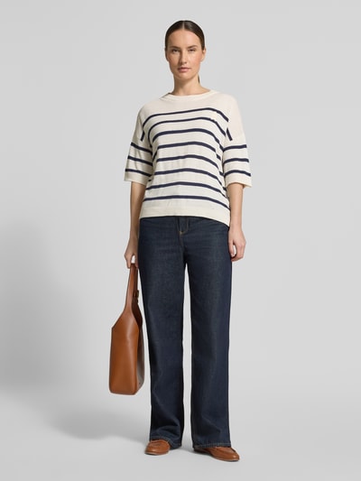 ARMEDANGELS Sweter z mieszanki lnu o kroju relaxed fit model 'STRIPE' Złamany biały 1