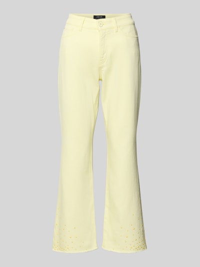 Produktfoto, Feminine Fit Jeans mit Fransen von Marc Cain, żółty bawełniano-elastanowy materiał, kieszenie, szerokość w rozmiarze 36: 38 cm, długość nogawki wewnętrznej: 70 cm