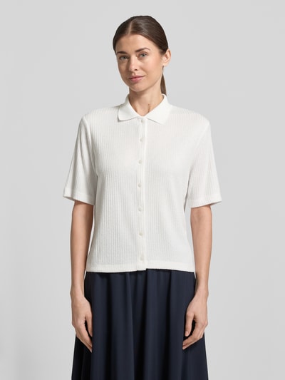 OPUS Regular Fit Poloshirt mit durchgehender Knopfleiste Offwhite 4