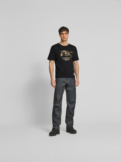 Evisu Regular Fit T-Shirt aus Baumwolle BLACK 1