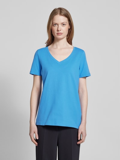 s.Oliver RED LABEL Regular Fit T-Shirt aus Baumwoll-Elasthan-Mix Blau 4