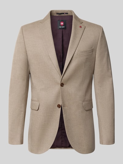 Produktfoto, Slim Fit Sakko mit Viskose-Anteil Modell 'Colvin' von CG – CLUB of GENTS in Beige, Reverskragen, 2-Knopfleiste, glatte Textur.