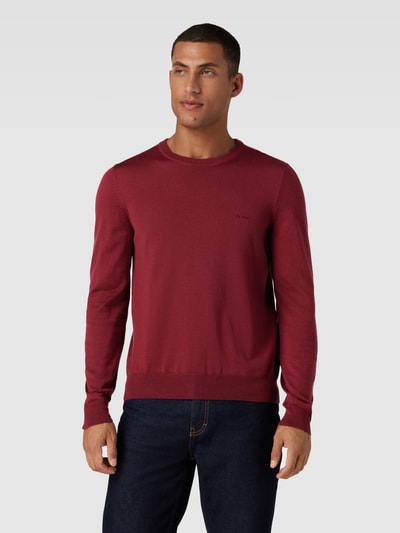 BOSS Strickpullover mit Label-Stitching Modell 'Botto' Bordeaux 4