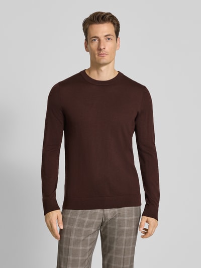 SELECTED HOMME Regular fit pullover van zuivere merinowol, model 'TRAY' Donkerbruin - 4