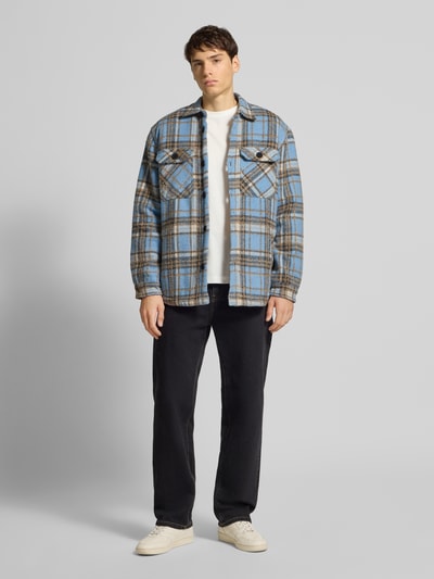 Redefined Rebel Regular fit overhemdjack met kentkraag, model 'Rian' Lichtblauw - 1