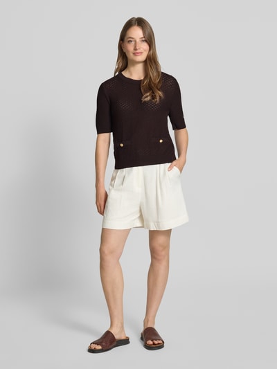 More & More Regular Fit Strickshirt mit Rundhalsausschnitt und 1/2-Arm Schoko 1