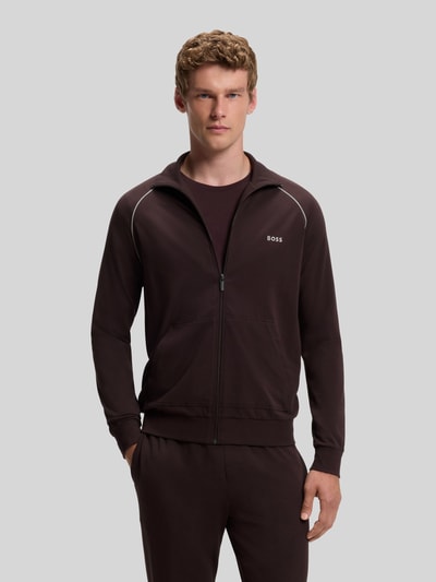 BOSS Regular Fit Sweatjacke aus Baumwoll-Mix Modell 'Mix&Match' Dunkelbraun 4