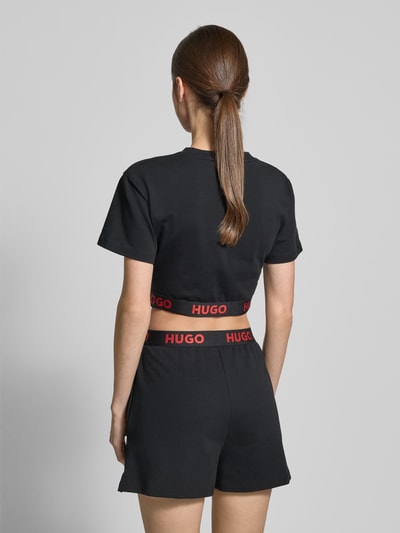 HUGO Cropped T-Shirt mit Rundhalsausschnitt Modell 'SPORTY' Black 5