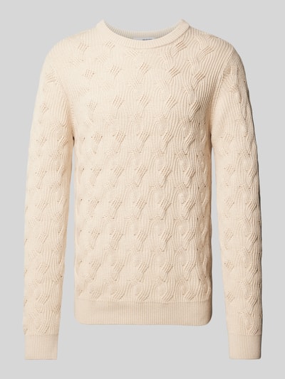 SELECTED HOMME Strickpullover mit Strukturmuster Modell 'CALLIS' Offwhite 2