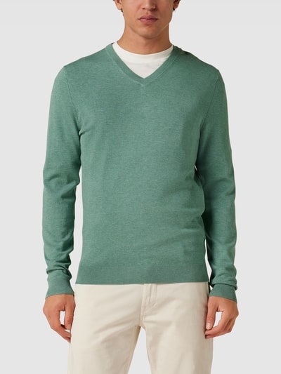 MCNEAL Strickpullover mit geripptem V-Ausschnitt Helltürkis meliert 4