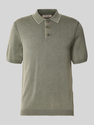 Produktfoto, Regular Fit Poloshirt aus reiner Baumwolle Modell 'GARSON' von Only & Sons in Melange-Optik, Feinstrick, kurze Knopfleiste, gerippte Abschlüsse