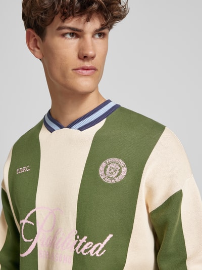 PROHIBITED Gebreide pullover met logostitching Groen - 3