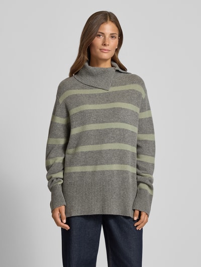 Christian Berg Woman Wollpullover mit Stehkragen Mittelgrau Melange 4