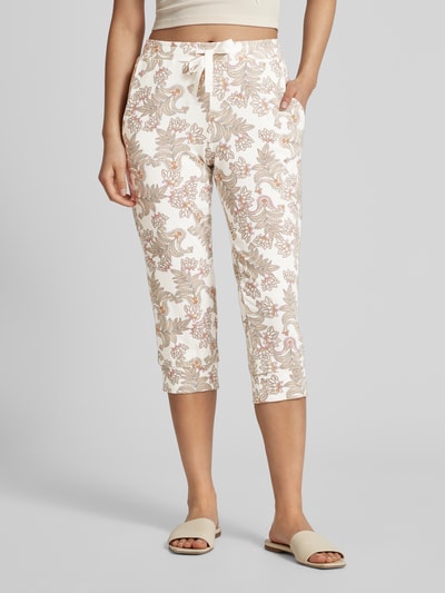 Schiesser Slim fit stoffen broek met paisleymotief, model 'Mix+Relax' Offwhite - 4