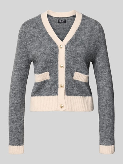 Only Shaped fit gebreid jack met wol, model 'MAGGIE LIFE' Middengrijs gemêleerd - 2