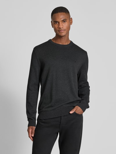 Christian Berg Men Gebreide pullover met ribboorden Donkergrijs gemêleerd - 4