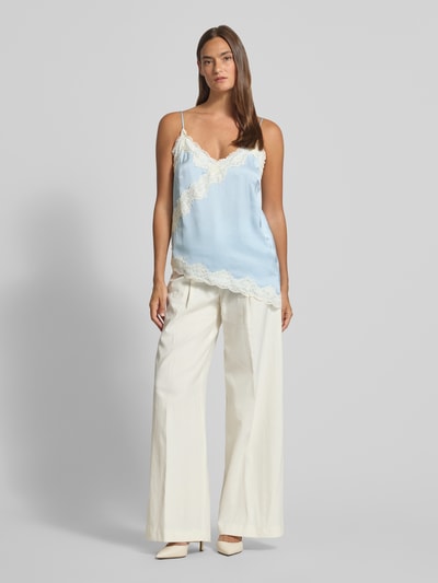Jake*s Casual Blousetop van viscose met kant IJsblauw - 1