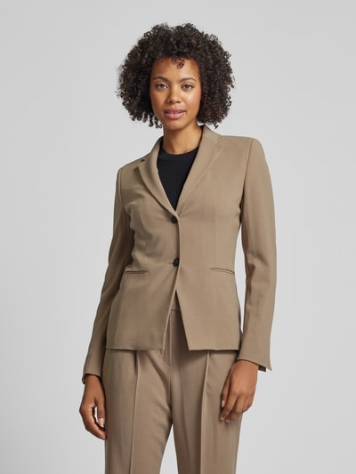 Windsor Wollen blazer met paspelzakken Taupe - 4